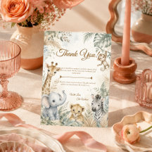 Whimsical Safari Baby Shower Thank You