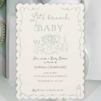 Whimsical Sage Doodle Let's Brunch Baby Shower