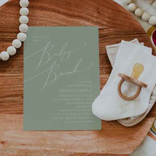 Whimsical Sage Green Baby Brunch Invitation