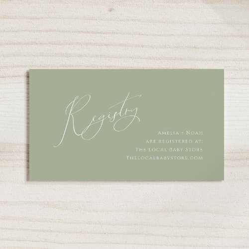 Whimsical Sage Green Baby Registry Enclosure Card