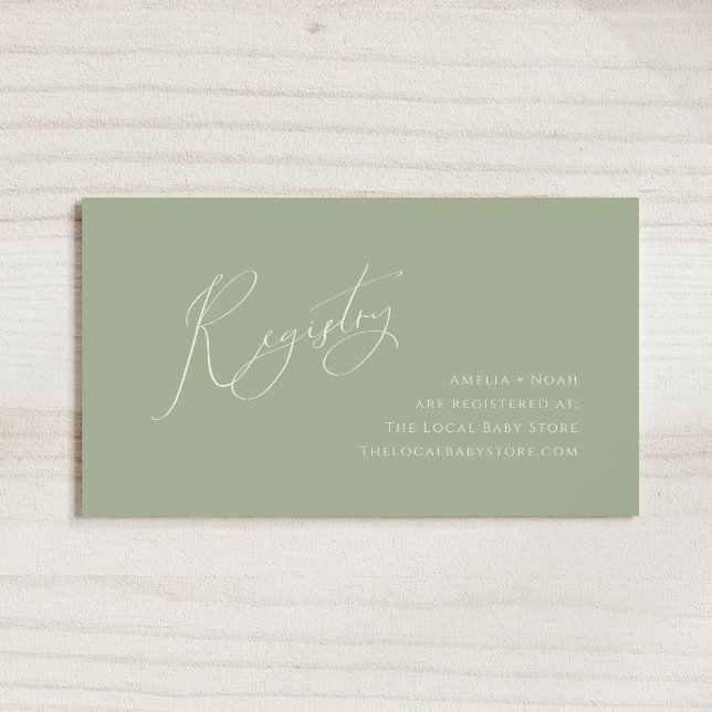 Whimsical Sage Green Baby Registry Enclosure Card (Creator Uploaded)