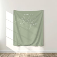 Whimsical Sage Green Baby Shower Backdrop
