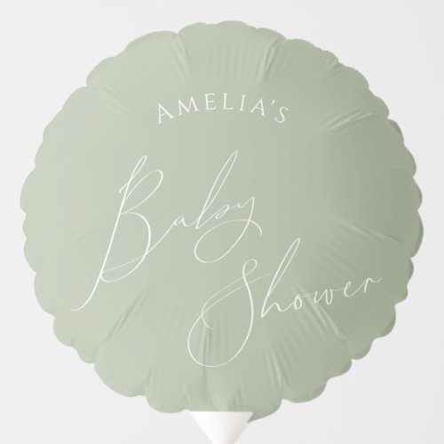 Whimsical Sage Green Baby Shower Balloon