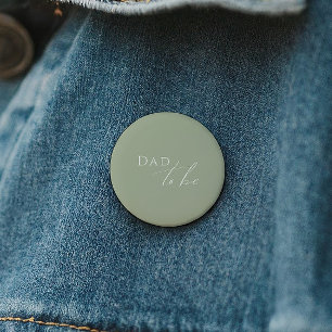 Whimsical Sage Green Baby Shower Dad To Be Button