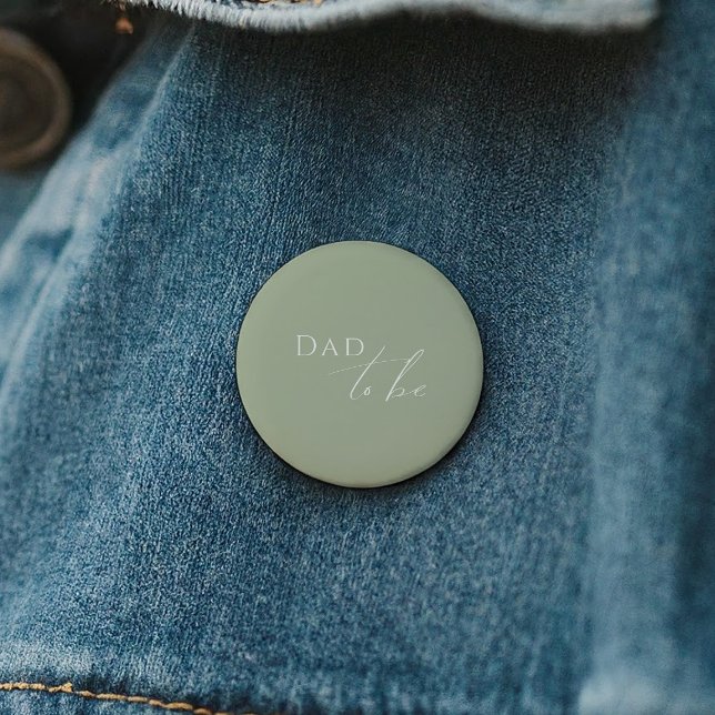 Whimsical Sage Green Baby Shower Dad To Be Button (Creator Uploaded)