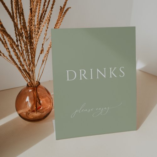 Whimsical Sage Green Baby Shower Drinks Pedestal Sign