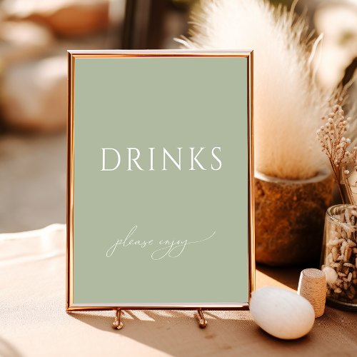 Whimsical Sage Green Baby Shower Drinks Sign