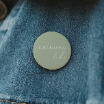 Whimsical Sage Green Baby Shower Grandma To Be Button<br><div class="desc">Introducing our whimsical sage green baby shower grandma-to-be button, perfect for your simple modern boho celebration any season of the year! This button has a boho-chic, gender-neutral vibe with elegant calligraphy and a delicate minimalist design, making it ideal for both girls and boys. Plus, it's editable, so you can add...</div>