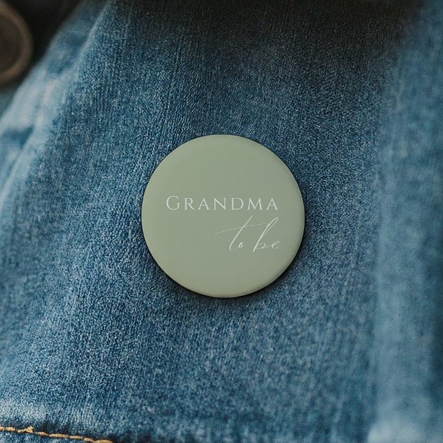 Whimsical Sage Green Baby Shower Grandma To Be Button (Creator Uploaded)