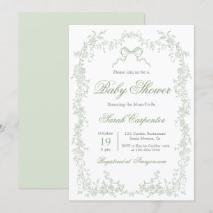 Whimsical Sage Green Baby Shower Invitation