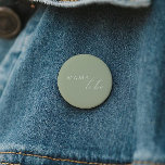 Whimsical Sage Green Baby Shower Mama To Be Button<br><div class="desc">Introducing our whimsical sage green baby shower mama-to-be button, perfect for your simple modern boho celebration any season of the year! This button has a boho-chic, gender-neutral vibe with elegant calligraphy and a delicate minimalist design, making it ideal for both girls and boys. Plus, it's editable, so you can add...</div>