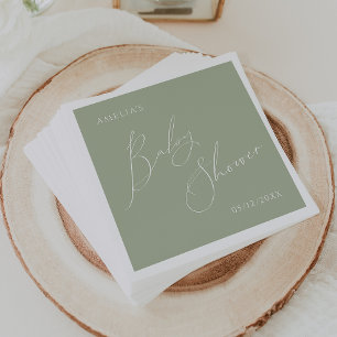 Whimsical Sage Green Baby Shower Napkins