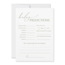 Whimsical Sage Green Baby Shower Predictions Card