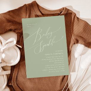 Whimsical Sage Green Baby Sprinkle Invitation