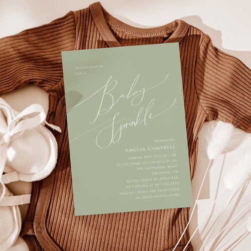 Whimsical Sage Green Baby Sprinkle Invitation