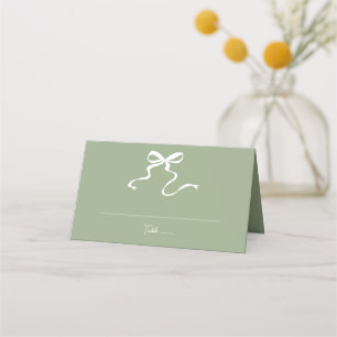 Whimsical Sage Green Bow Wedding Place Card