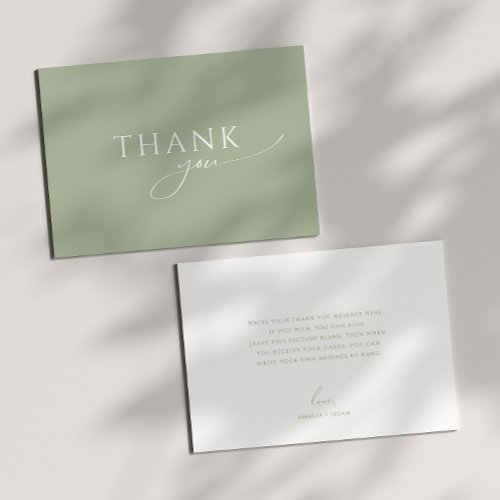 Whimsical Sage Green Flat Baby Shower Thank You Card