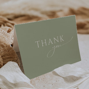 Whimsical Sage Green Folded Baby Shower Letterpress Thank You Card