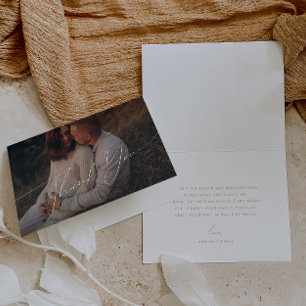 Whimsical Sage Green Font Folded Photo Baby Shower Letterpress Thank You Card