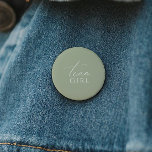 Whimsical Sage Green Gender Reveal Team Girl Button<br><div class="desc">Introducing our whimsical sage green gender reveal team girl button, perfect for your simple modern boho celebration any season of the year! This button has a boho-chic, gender-neutral vibe with elegant calligraphy and a delicate minimalist design, making it ideal for both girls and boys. Plus, it's editable, so you can...</div>