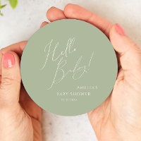 Whimsical Sage Green Hello Baby