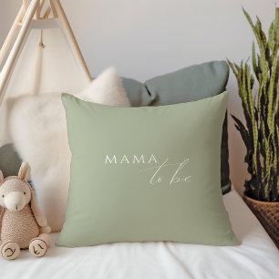 Whimsical Sage Green Mama To Be Throw Pillow