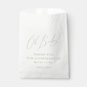 Whimsical Sage Green Oh Baby Shower Thank You Favor Bag