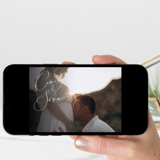 Whimsical Sage Green Pregnancy Announcement (Front Digital)