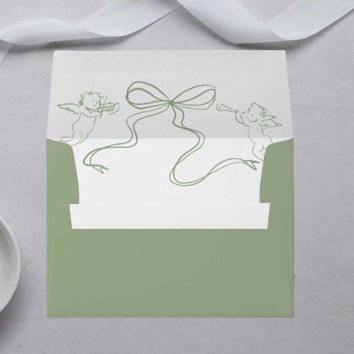 Whimsical Sage Green Wedding Envelope