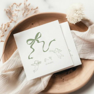 Whimsical Sage Green Wedding Napkin
