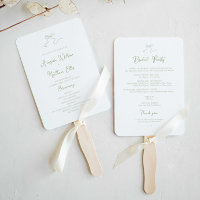 Whimsical Sage Green Wedding Program Fan