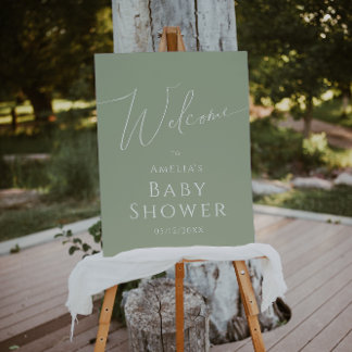 Whimsical Sage Green Welcome Baby Shower Foam Board