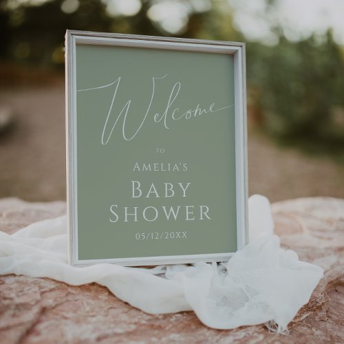 Whimsical Sage Green Welcome Baby Shower Sign