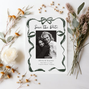 Whimsical Sage Photo Bow Save the Date