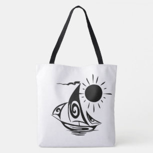 Whimsical Sail Boat Lazy Day Tote Bag