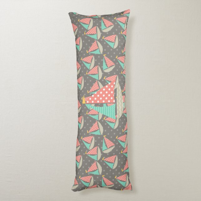 Whimsical Sailboats Body Pillow (Back (Vertical))