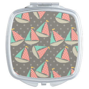 Whimsical Sailboats Compact Mirror