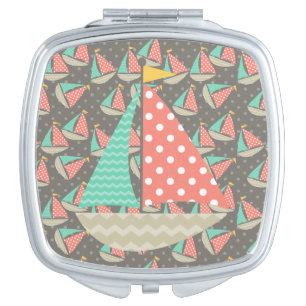 Whimsical Sailboats Compact Mirror
