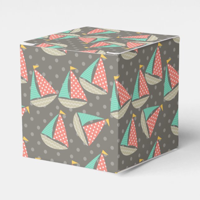 Whimsical Sailboats Favor Boxes (Front Side)