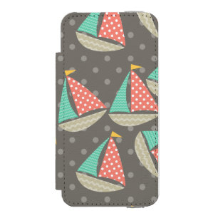 Whimsical Sailboats iPhone SE/5/5s Wallet Case