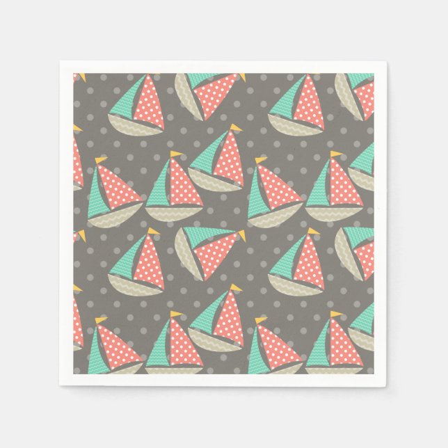 Whimsical Sailboats Napkins (Front)