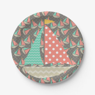 Whimsical Sailboats Paper Plates