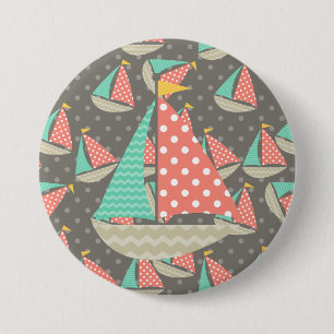 Whimsical Sailboats Pinback Button