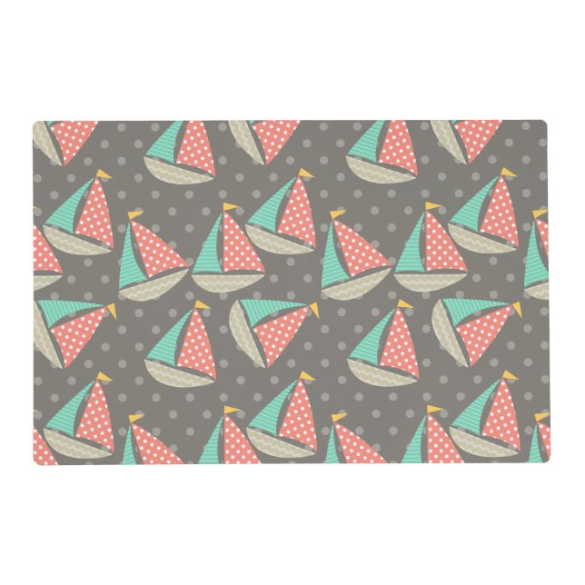 Whimsical Sailboats Placemat (Back)