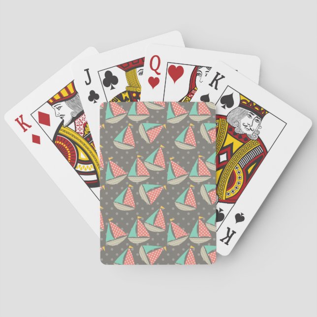 Whimsical Sailboats Poker Cards (Back)