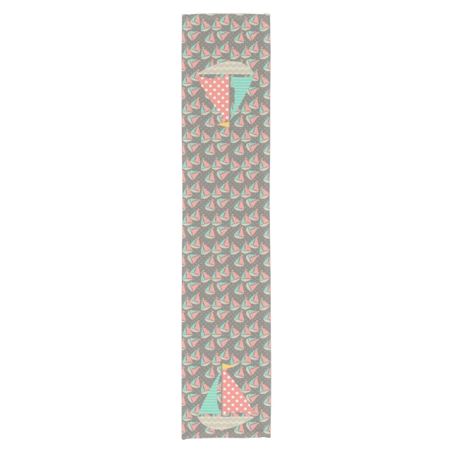 Whimsical Sailboats Short Table Runner (Front)