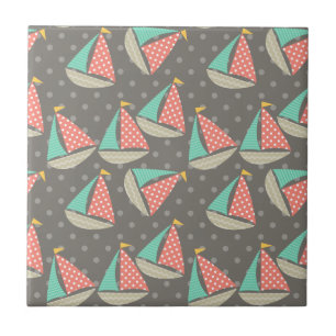 Whimsical Sailboats Tile