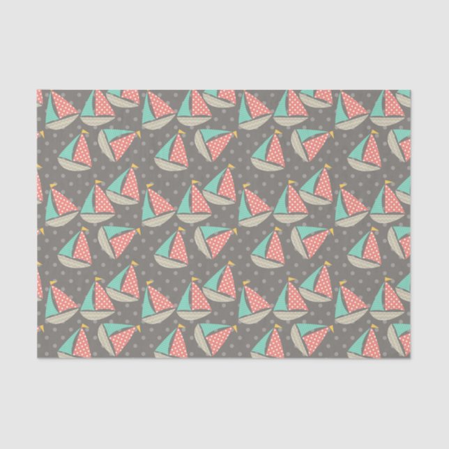 Whimsical Sailboats Tissue Paper (Front)