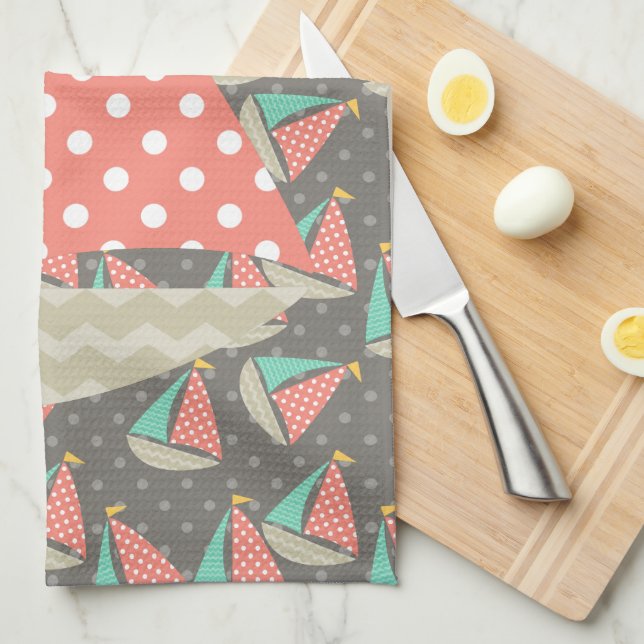 Whimsical Sailboats Towel (Quarter Fold)