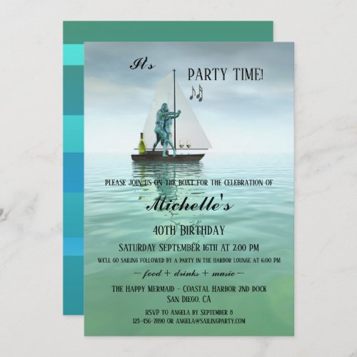 Whimsical Sailors Birthday Party Invitation